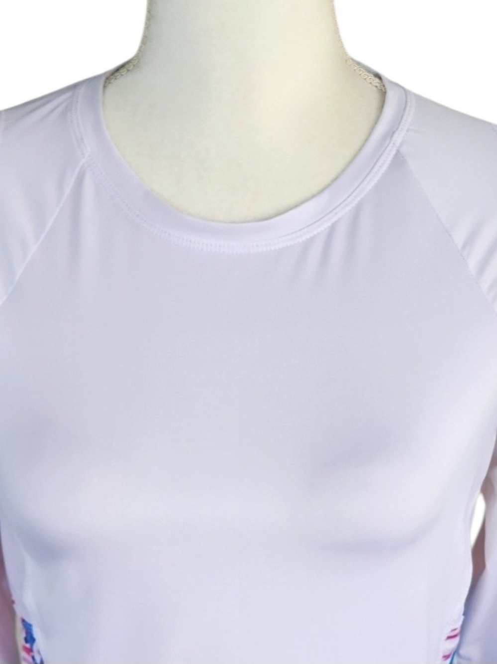 Tail White Long-Sleeve Performance Top with Pink & Blue Floral Panels - Picture 4 of 8